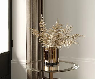 Silent Wind Vase Dried Flowers 3d model