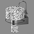 Modern Terrazzo Washbasin With Gray White Speckles And Metal Faucet Circular Shelf