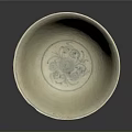 Ceramic Bowl Sculpture Carving With White Base And Blue Floral Patterns
