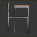 Children's Wooden Table and Chair Set with Orange Seat and Metal Frame