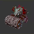Metallic Utility Vehicle With Red Accents Green Top And Textured Wheels