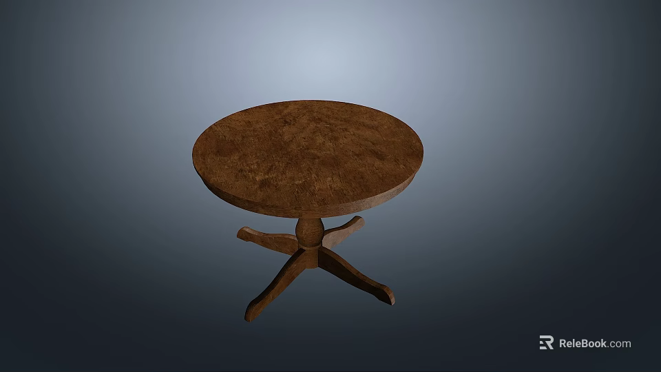 Simple Round Wooden Tea Table Featuring Cross Legs And Natural Wood Grain 3d model 
