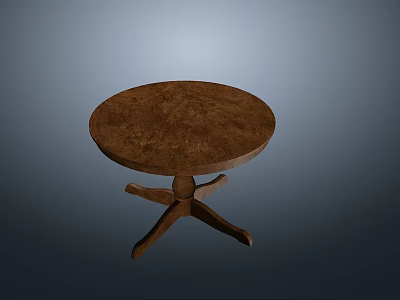 Simple Round Wooden Tea Table Featuring Cross Legs And Natural Wood Grain 3d model