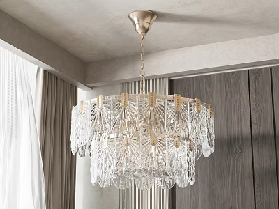 Elegant Modern Crystal Chandelier With Layered Crystal And Gold Accents 3d model