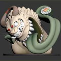 Game and Movie Character Featuring Cat Ears Sharp Teeth Green Tentacle Sushi Element