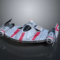 Futuristic Spaceship Featuring Red White Stripes Sleek Design Symmetric Wings And Cockpit