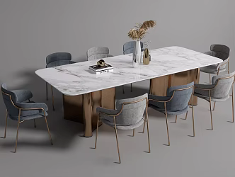 Light Luxury Dining Table and Chair Combination 3d model