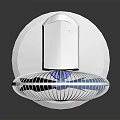 Modern Desktop Electric Fan With White Base And Blue Blades Design