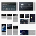 Multiple Modern Smart Control Interfaces With Time Weather Temperature Lighting And HVAC Displays 3d model
