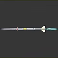 Streamlined Military Missile With Gray Body Colorful Markings Light Blue Tip And Fins