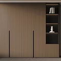 Modern Wooden Wardrobe With Open Shelves And Minimalist Design Elements