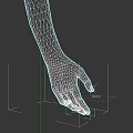 Human Hand with Extended Fingers Touching Smooth Dark Surface on Black Background 3d model