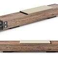 Long Wooden Stool With Cushioned Top Metal Fasteners And Black Base