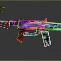 Futuristic Rifle With Neon Pink Blue Purple Glowing Details And Modern Design