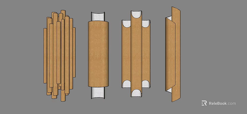 Modern Wooden Wall Lamp Design With Structural Details And Different Elements For Home Lighting 3d model 