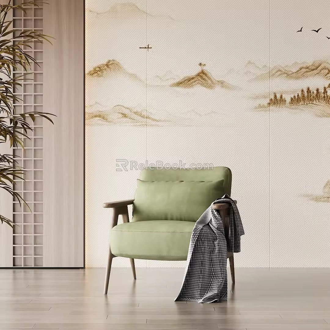 New Chinese-style Single Sofa 3d model