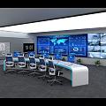 Console Office Table and Chair Combination Computer Workbench Luminous Console Command Technology Steel Middle Control Table Staff Table Station Conference Table Paperless Baking Paint Long Table Combination 3d model