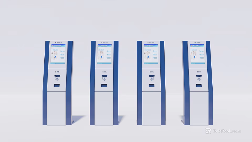 Multiple Modern Public Self Service Kiosks For Public Facility Services 3d model