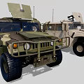Military Vehicles In Camouflage And Beige With Off Road Design And Roof Equipment