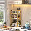 Yellow Multilayer Bathroom Cabinet Rack With Storage Shelves For Toiletries And Accessories