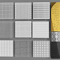 Various Decorative Perforated Panel Designs With Geometric Patterns And Black White Yellow Gray Colors 3d model