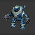 Game and Movie Character Robot With Blue White Body Red Eyes And Purple Arm Accents