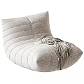 Modern Plush Grey Leather Leisure Chair With Cozy Knitted Tassel Throw Blanket For Home Use
