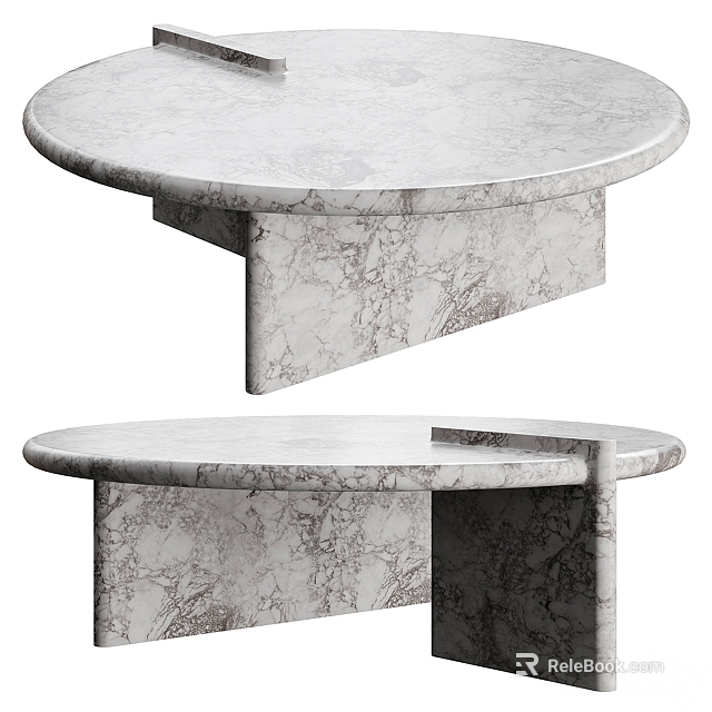 Modern Round Marble Coffee Table With Unique Base Design And Stylish Structure 3d model 