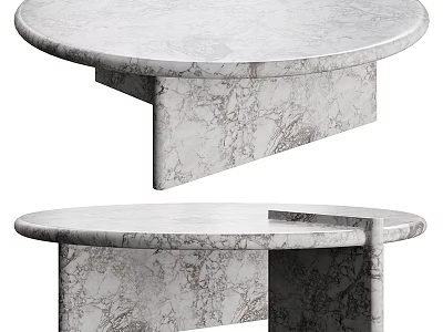 Modern Round Marble Coffee Table With Unique Base Design And Stylish Structure 3d model