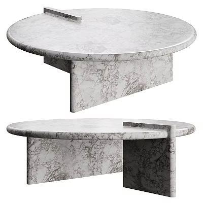 Modern Round Marble Coffee Table With Unique Base Design And Stylish Structure 3d model
