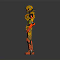 Futuristic Yellow Humanoid Robot With Mechanical Armor And Orange Red Accents