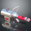 Futuristic Sci Fi Scene Featuring Silver Red Device With Handle And Nozzle Technology 3d model