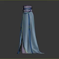 Elegant Ancient Style Flowy Blue Purple Dress With Decorative Ribbons And Patterns
