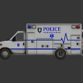 Police Ambulance Vehicle With Blue Stripes Roof Emergency Lights And Medical Symbols
