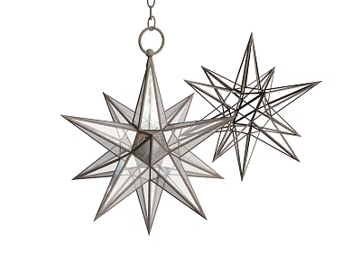 Stylish Star Shaped Pendant Lights With Geometric Metal Frame Design 3d model