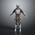 Sci Fi Armored Game Movie Character With Silver Red Black Armor And Detailed Design