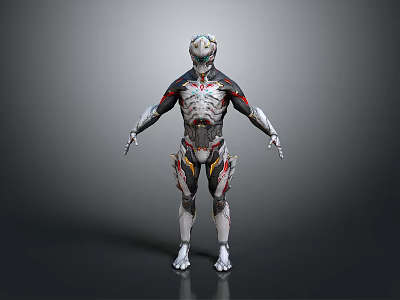 Sci Fi Armored Game Movie Character With Silver Red Black Armor And Detailed Design 3d model