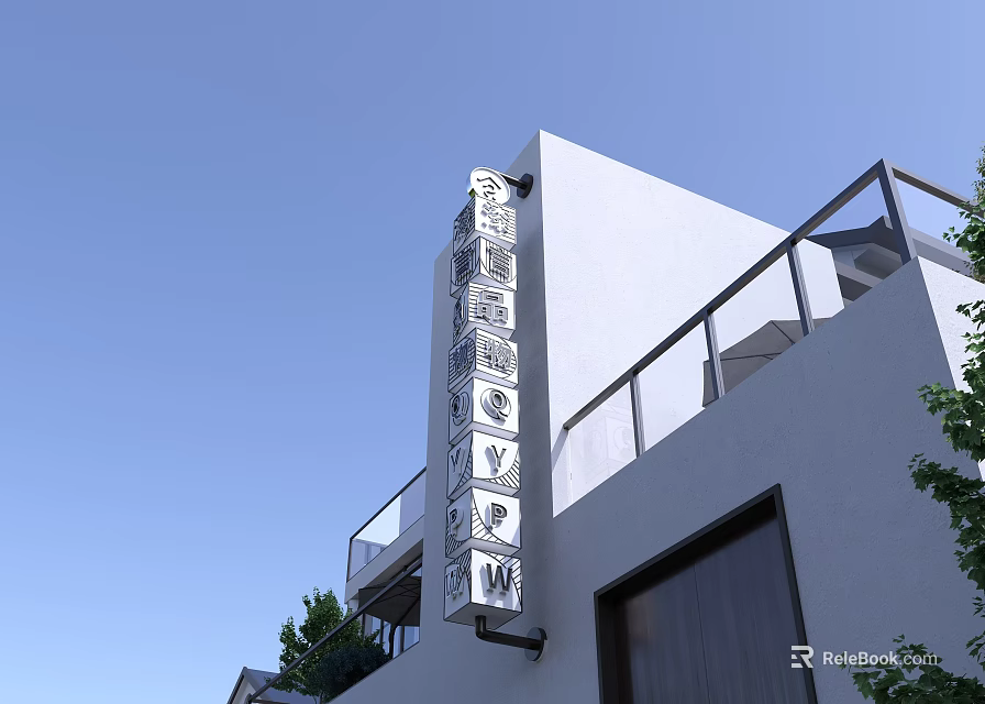 Modern Roadside Facilities With Reflective Traffic Signs And Clear Direction Indicators 3d model 