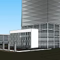 Modern Tall Office Building Surrounded by Multistory Residential Buildings and Commercial Podium in Urban Complex
