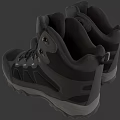 Black High Top Outdoor Hiking Shoes With Durable Traction Sole And Laces