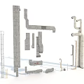 Industrial Metal Pipes Featuring Various Curved Straight And Fitting Structural Components 3d model