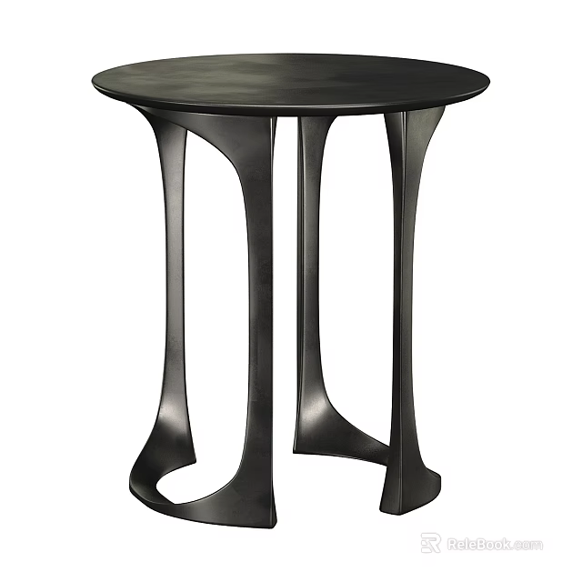 Modern Black Coffee Table With Stylish Curved Legs And Smooth Surface 3d model