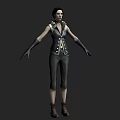 Game And Movie Character In Leather Vest With Buttons Striped Pants Long Gloves And Boots