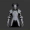 Silver Medieval Battle Armor With Horned Helmet And Spiked Metal Design
