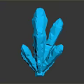 3D Rendered Blue Crystal With Transparent Geometric Structure And Reflective Base