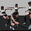 Women In White Tops Dark Panties Knee High Socks And Sneakers Doing Various Dancing Poses