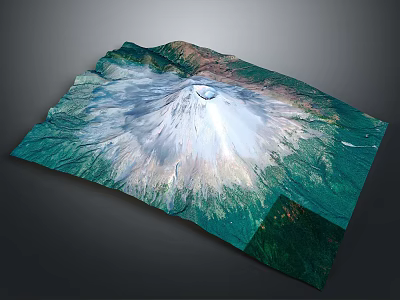 Breathtaking Volcano Scenery Featuring Snow Capped Peak And Lush Green Surroundings 3d model