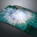 Breathtaking Volcano Scenery Featuring Snow Capped Peak And Lush Green Surroundings