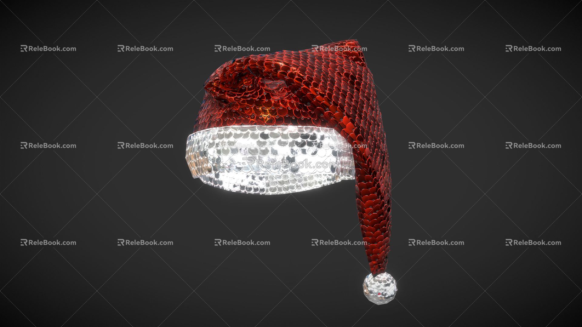 Modern Christmas Hat Sequins Santa Hat Low Poly 3d model