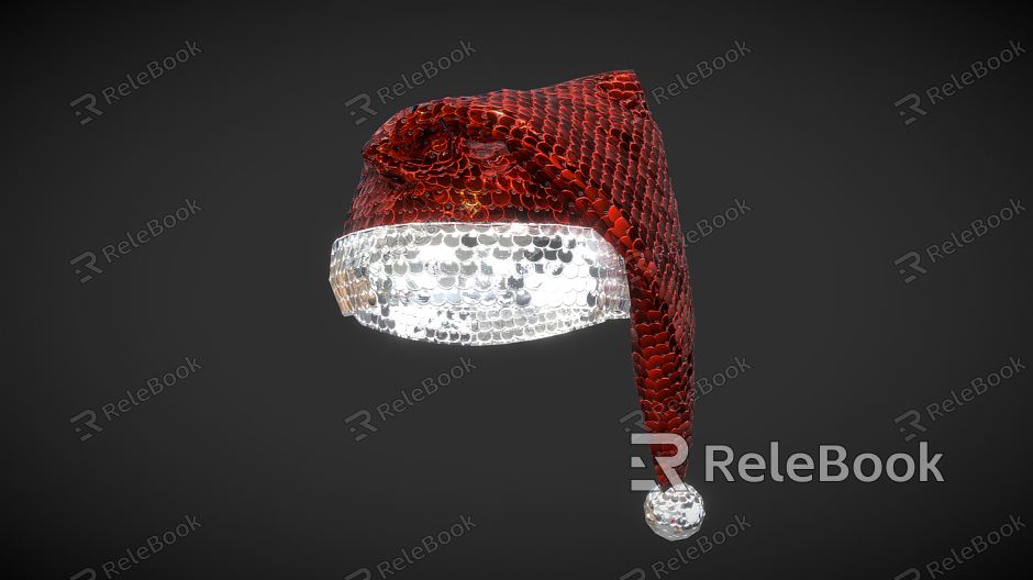 Modern Christmas Hat Sequins Santa Hat Low Poly model